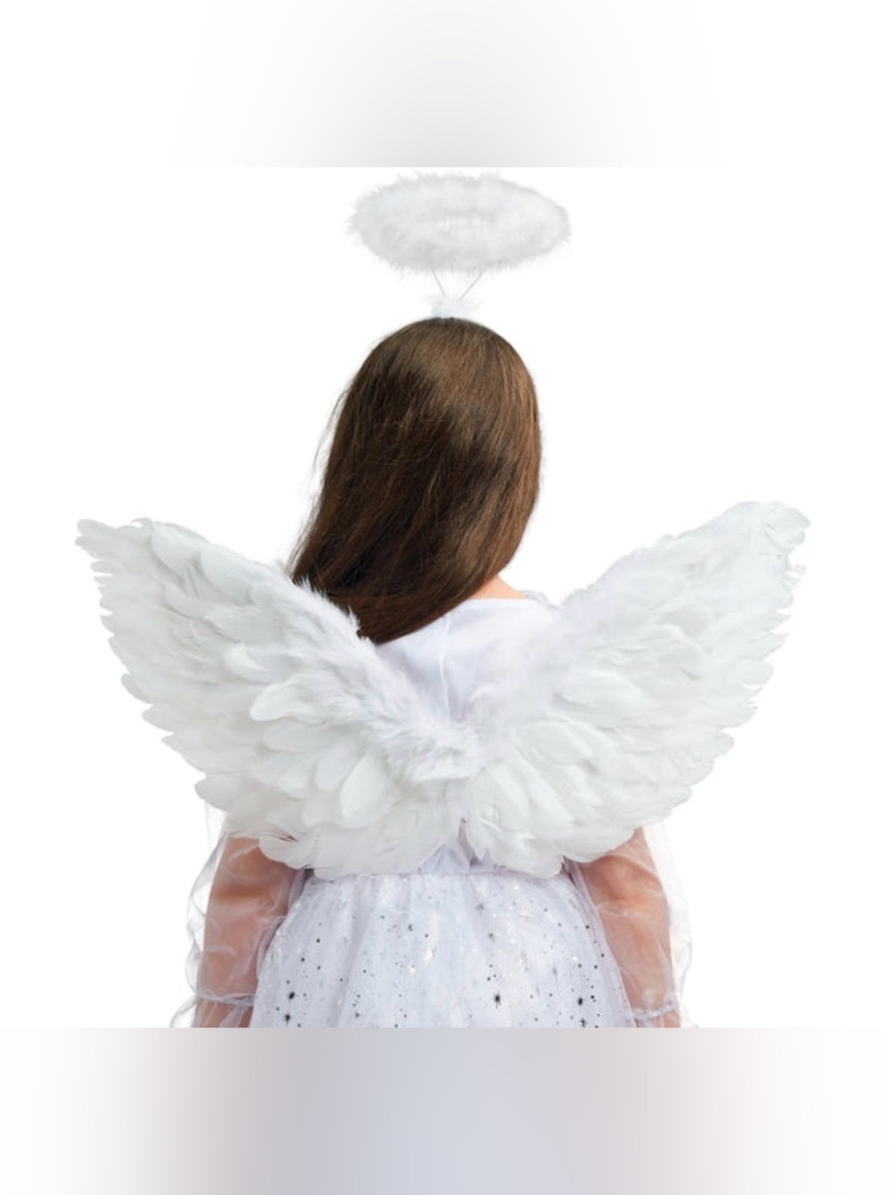 Spooktacular Creations Angel Wings Halo Wand White Feather Costume Set